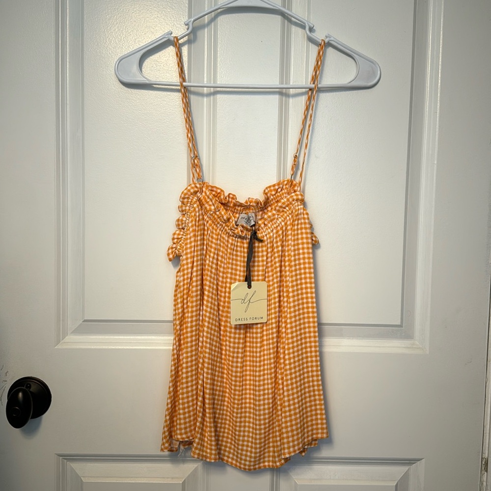 NWT Yellow Gingham Tank Size M